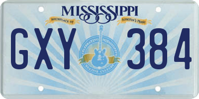 MS license plate GXY384