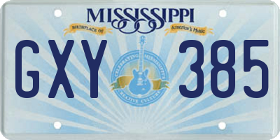 MS license plate GXY385