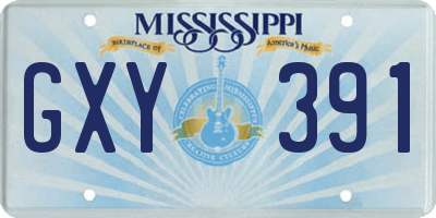 MS license plate GXY391