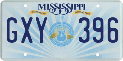 MS license plate GXY396