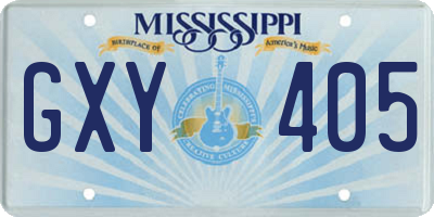 MS license plate GXY405