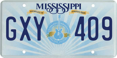 MS license plate GXY409