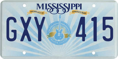 MS license plate GXY415