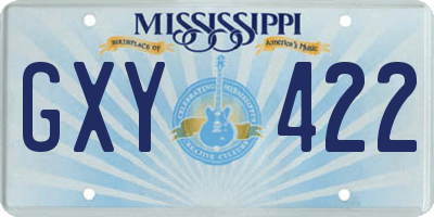 MS license plate GXY422