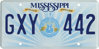 MS license plate GXY442