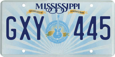 MS license plate GXY445