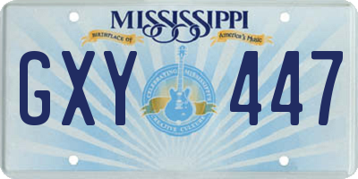 MS license plate GXY447