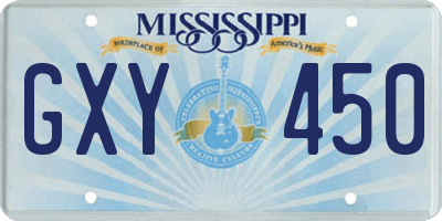 MS license plate GXY450