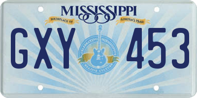 MS license plate GXY453