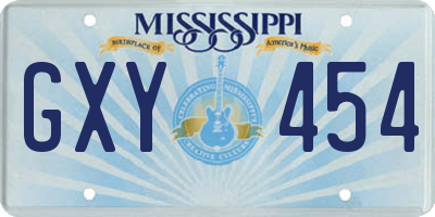 MS license plate GXY454