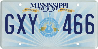 MS license plate GXY466