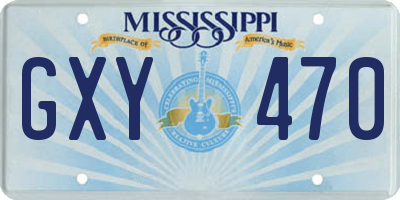 MS license plate GXY470