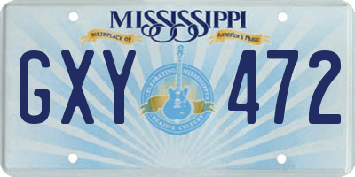 MS license plate GXY472