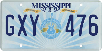MS license plate GXY476