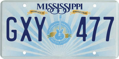 MS license plate GXY477