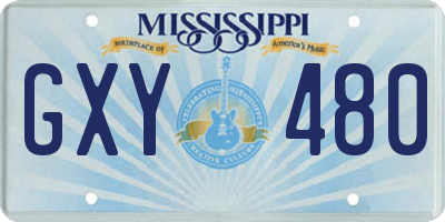 MS license plate GXY480