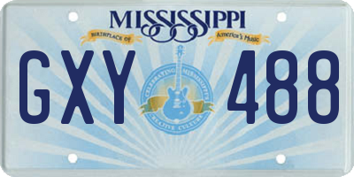 MS license plate GXY488