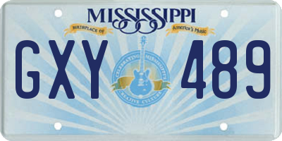 MS license plate GXY489