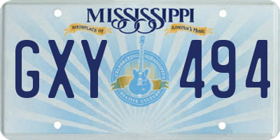 MS license plate GXY494