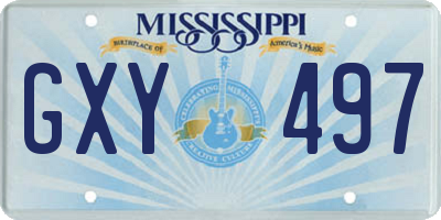 MS license plate GXY497
