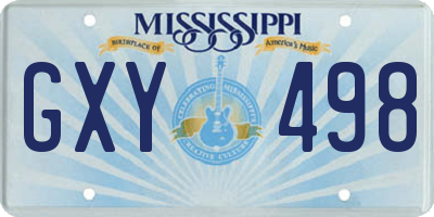 MS license plate GXY498