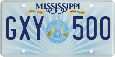 MS license plate GXY500