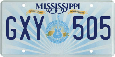 MS license plate GXY505