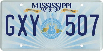 MS license plate GXY507