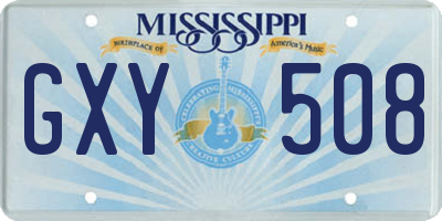 MS license plate GXY508