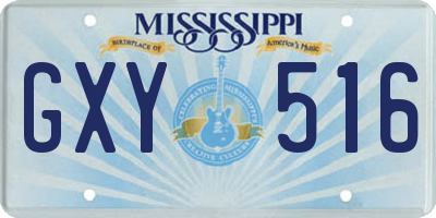 MS license plate GXY516