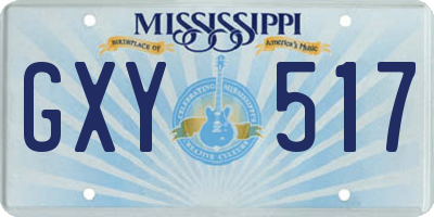 MS license plate GXY517