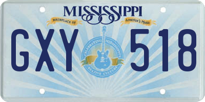 MS license plate GXY518