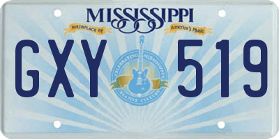 MS license plate GXY519