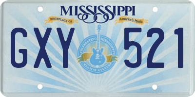 MS license plate GXY521