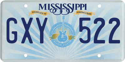 MS license plate GXY522