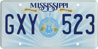 MS license plate GXY523