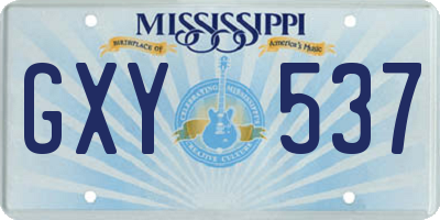 MS license plate GXY537