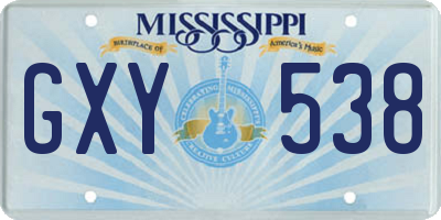 MS license plate GXY538