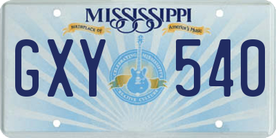 MS license plate GXY540