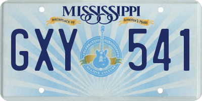 MS license plate GXY541