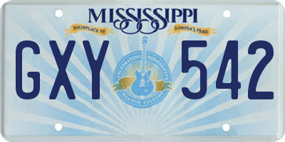 MS license plate GXY542