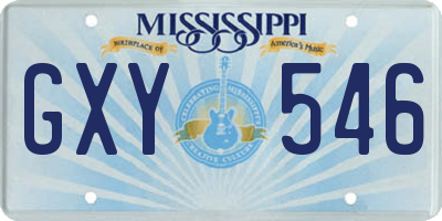MS license plate GXY546