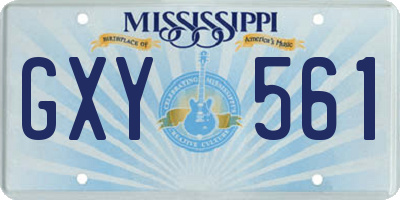 MS license plate GXY561