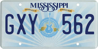 MS license plate GXY562