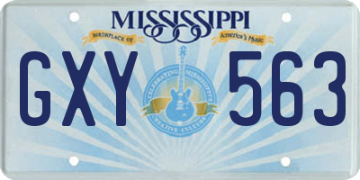 MS license plate GXY563