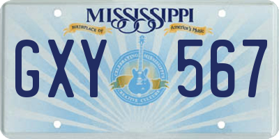MS license plate GXY567