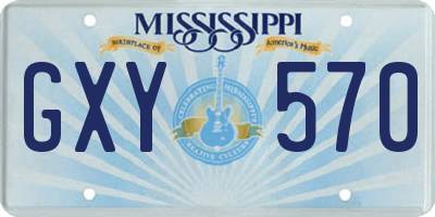 MS license plate GXY570