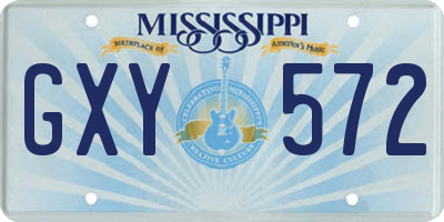 MS license plate GXY572