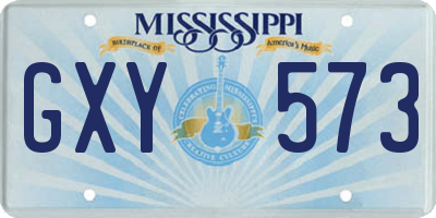 MS license plate GXY573
