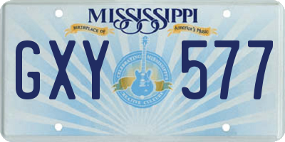 MS license plate GXY577